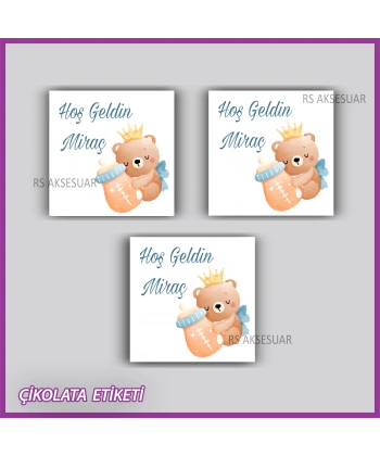 48 Adet - Bebek Çikolata İsim Etiketi - Sticker