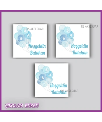 48 Adet - Bebek Çikolata İsim Etiketi - Sticker