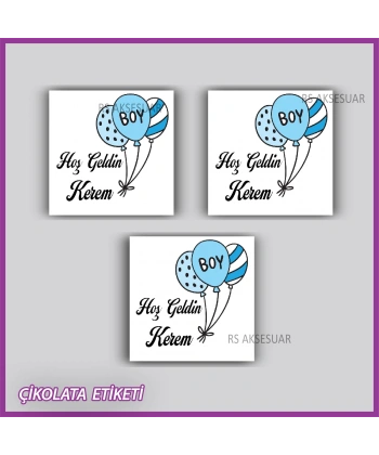 48 Adet - Bebek Çikolata İsim Etiketi - Sticker