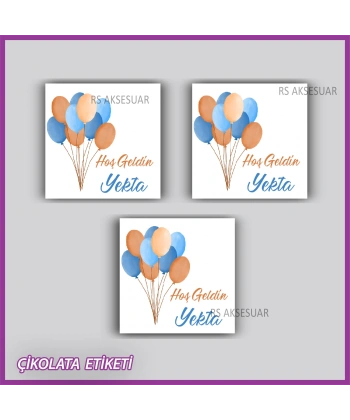 48 Adet - Bebek Çikolata İsim Etiketi - Sticker