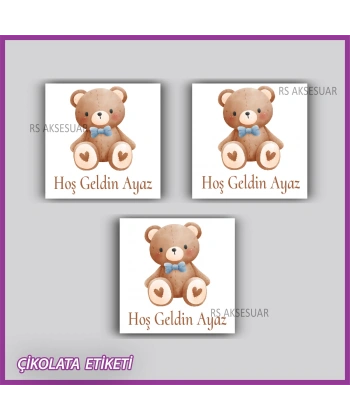 48 Adet - Bebek Çikolata İsim Etiketi - Sticker