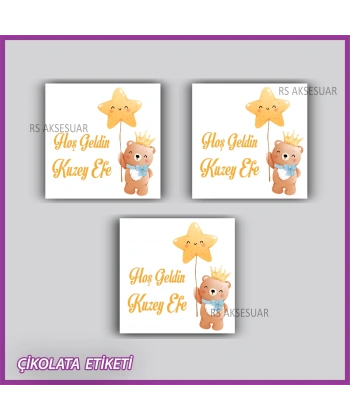 48 Adet - Bebek Çikolata İsim Etiketi - Sticker