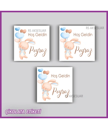 48 Adet - Bebek Çikolata İsim Etiketi - Sticker
