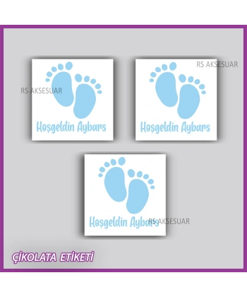 48 Adet - Bebek Çikolata İsim Etiketi - Sticker