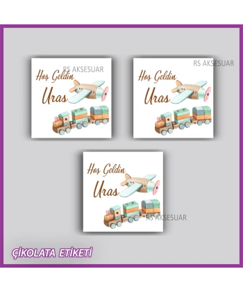 48 Adet - Bebek Çikolata İsim Etiketi - Sticker