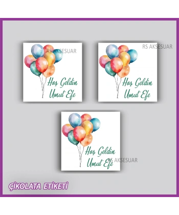 48 Adet - Bebek Çikolata İsim Etiketi - Sticker