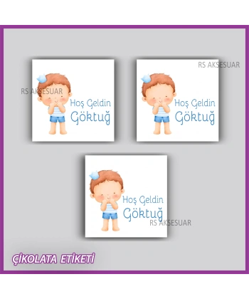 48 Adet - Bebek Çikolata İsim Etiketi - Sticker
