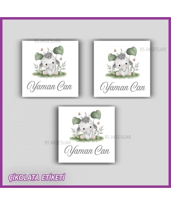 48 Adet - Bebek Çikolata İsim Etiketi - Sticker - CE144
