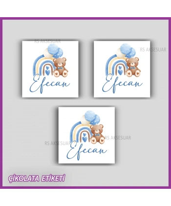 48 Adet - Bebek Çikolata İsim Etiketi - Sticker - CE153