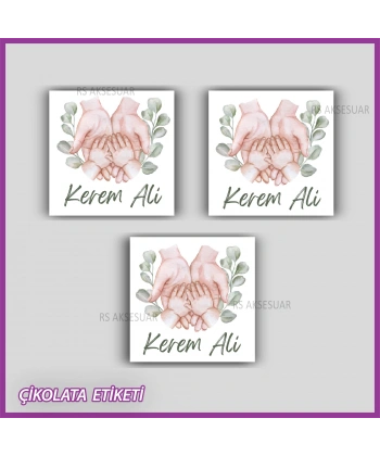 48 Adet - Bebek Çikolata İsim Etiketi - Sticker - CE157