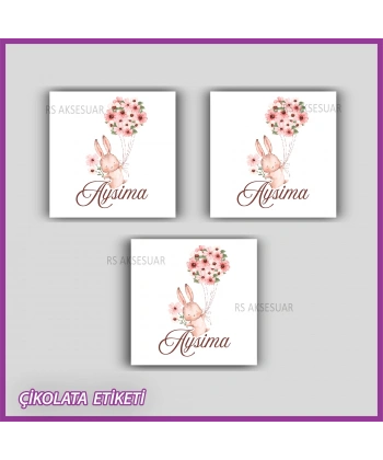 48 Adet - Bebek Çikolata İsim Etiketi - Sticker - CE169