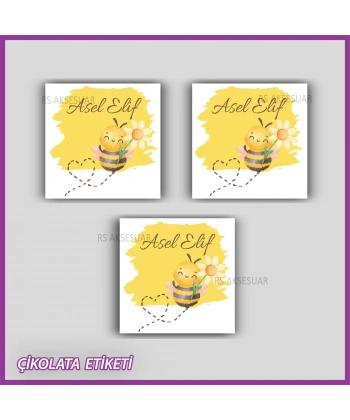 48 Adet - Bebek Çikolata İsim Etiketi - Sticker - CE171