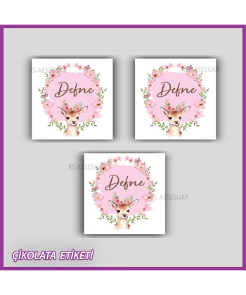 48 Adet - Bebek Çikolata İsim Etiketi - Sticker - CE173