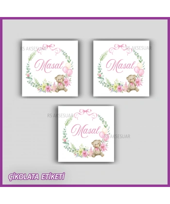 48 Adet - Bebek Çikolata İsim Etiketi - Sticker - CE175