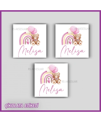 48 Adet - Bebek Çikolata İsim Etiketi - Sticker - CE179