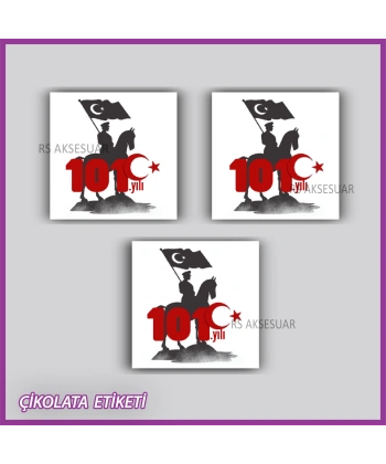 48 Adet - Cumhuriyet Bayramı Çikolata İsim Etiketi - Sticker