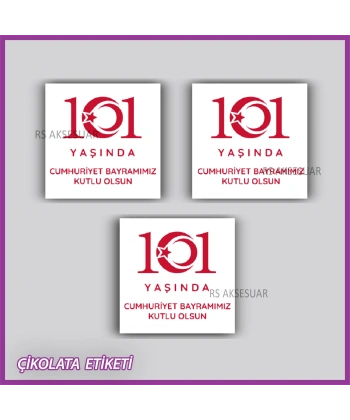 48 Adet - Cumhuriyet Bayramı Çikolata İsim Etiketi - Sticker