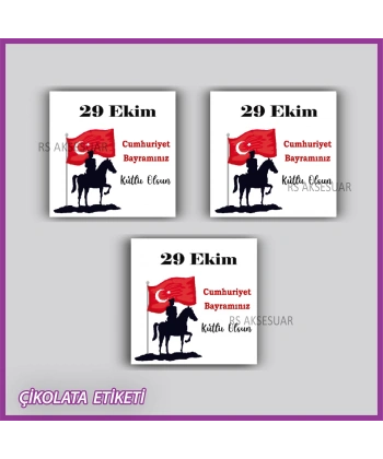 48 Adet - Cumhuriyet Bayramı Çikolata İsim Etiketi - Sticker