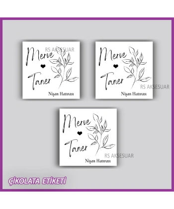 48 Adet - Nikah Nişan Söz Çikolata İsim Etiketi - Sticker