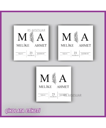 48 Adet - Nikah Nişan Söz Çikolata İsim Etiketi - Sticker