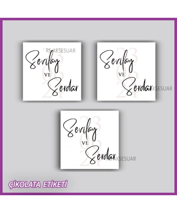 48 Adet - Nikah Nişan Söz Çikolata İsim Etiketi - Sticker