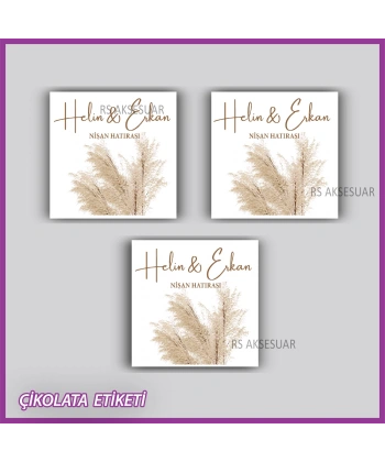 48 Adet - Nikah Nişan Söz Çikolata İsim Etiketi - Sticker