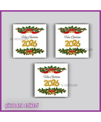 48 Adet - Yılbaşı Çikolata İsim Etiketi - Sticker