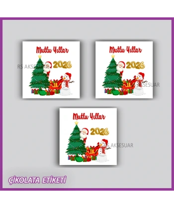 48 Adet - Yılbaşı Çikolata İsim Etiketi - Sticker