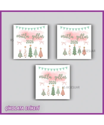 48 Adet - Yılbaşı Çikolata İsim Etiketi - Sticker