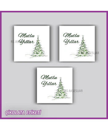 48 Adet - Yılbaşı Çikolata İsim Etiketi - Sticker