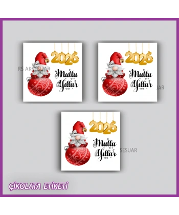 48 Adet - Yılbaşı Çikolata İsim Etiketi - Sticker