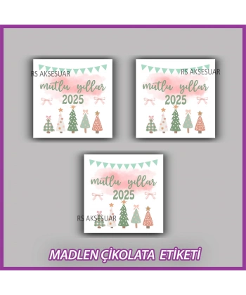 48 Adet - Yılbaşı Çikolata İsim Etiketi - Sticker