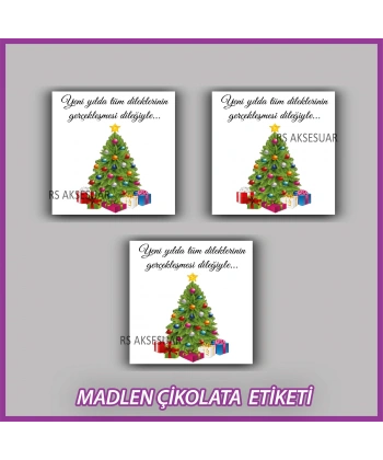 48 Adet - Yılbaşı Çikolata İsim Etiketi - Sticker