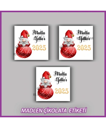 48 Adet - Yılbaşı Çikolata İsim Etiketi - Sticker