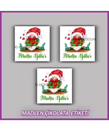 48 Adet - Yılbaşı Çikolata İsim Etiketi - Sticker