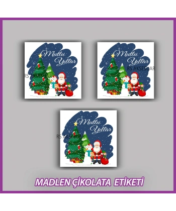 48 Adet - Yılbaşı Çikolata İsim Etiketi - Sticker