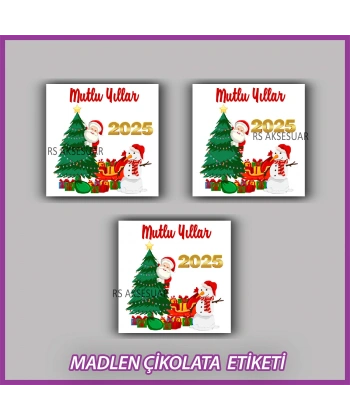48 Adet - Yılbaşı Çikolata İsim Etiketi - Sticker