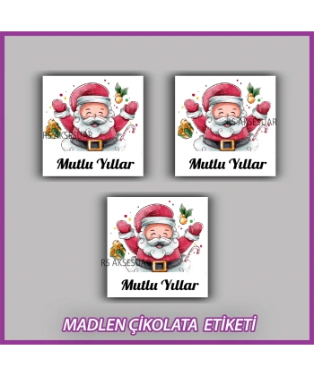 48 Adet - Yılbaşı Çikolata İsim Etiketi - Sticker
