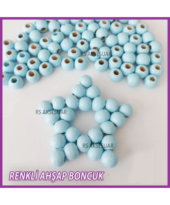 100gr 8mm Ahşap Boncuk- BEBE MAVİ - Yıldız anahtarlık yapımı için...