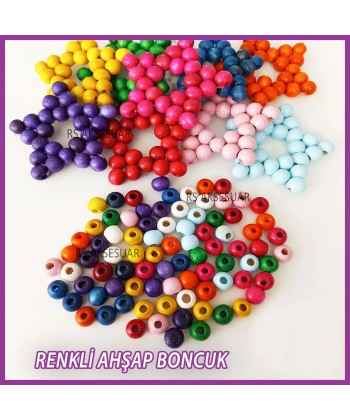 100gr 10mm Ahşap Boncuk- KARIŞIK - Yıldız anahtarlık yapımı için...