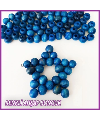 100gr 8mm Ahşap Boncuk- LACİVERT - Yıldız anahtarlık yapımı için...