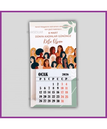 Magnetli Mini Takvim - 8 Mart Kadınlar Günü Hediyelik - KH6300