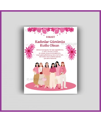 8 Mart Kadınlar Günü Hediyelik Küpe ve Bileklik Kartı - KH6302