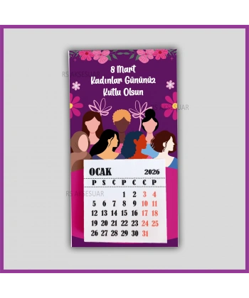 Magnetli Mini Takvim - 8 Mart Kadınlar Günü Hediyelik - KH607