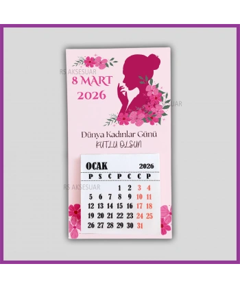 Magnetli Mini Takvim - 8 Mart Kadınlar Günü Hediyelik - KH609