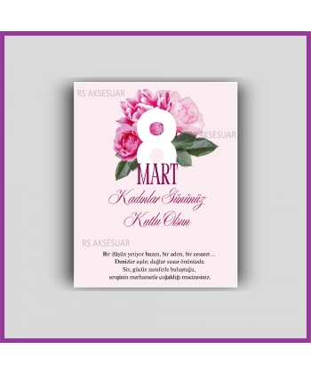 8 Mart Kadınlar Günü Hediyelik Küpe ve Bileklik Kartı - KH6310