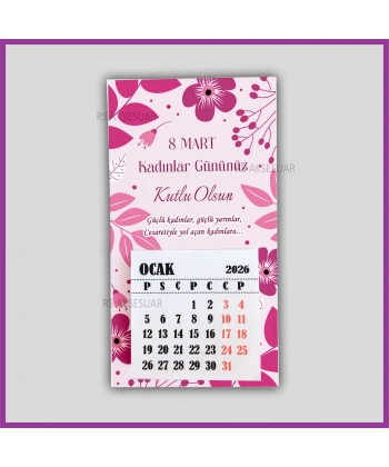 Magnetli Mini Takvim - 8 Mart Kadınlar Günü Hediyelik - KH613
