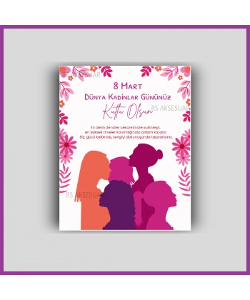 8 Mart Kadınlar Günü Hediyelik Küpe ve Bileklik Kartı - KH6314
