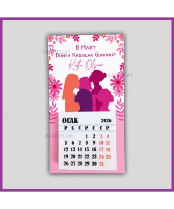 Magnetli Mini Takvim - 8 Mart Kadınlar Günü Hediyelik - KH615