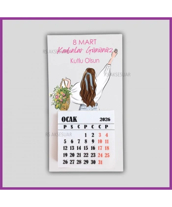 Magnetli Mini Takvim - 8 Mart Kadınlar Günü Hediyelik - KH617